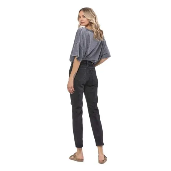 JUDY BLUE Plus Size Black High Waist Destroyed Boyfriend Jeans NWT