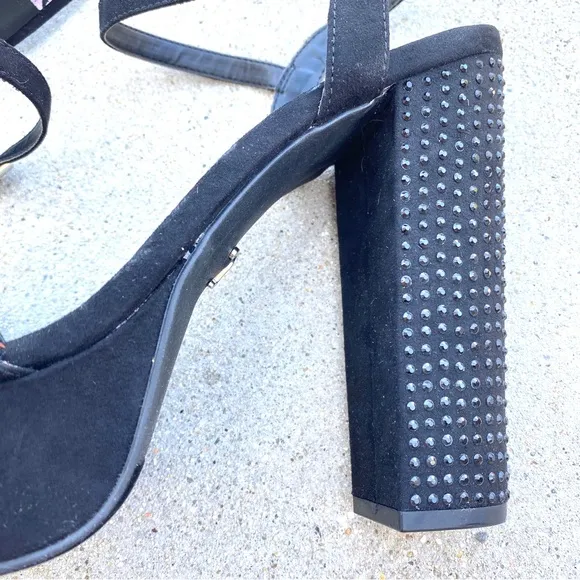 JUICY COUTURE Oliver heels platform sandals black rhinestone studded strappy 10