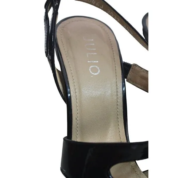 Julio Black Strappy Patent Leather High Heels- LT3156