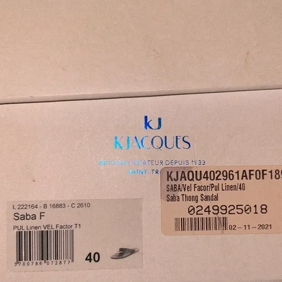 k. jacques st. tropez neutral colored flat saba sandals size 40