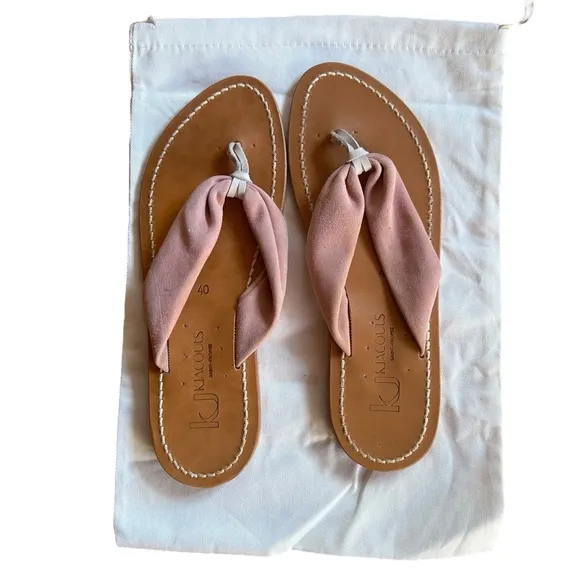 k. jacques st. tropez neutral colored flat saba sandals size 40