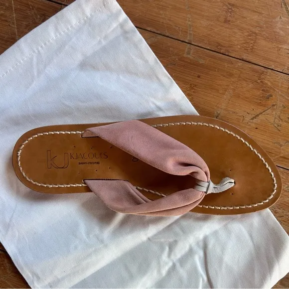 k. jacques st. tropez neutral colored flat saba sandals size 40