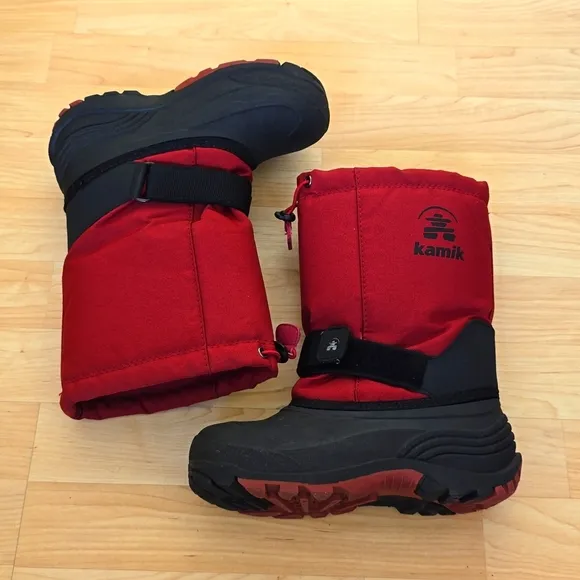 Kamik Red and Black Snow Boots Insulated Waterproof Size 3