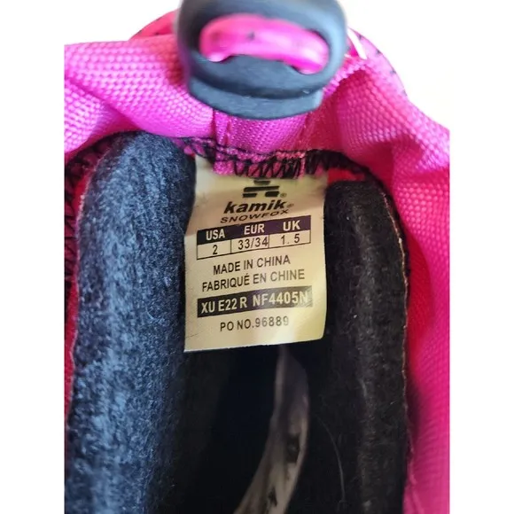 KAMIK Snowfox Snow Boots Kids Youth Girls 2 Pink Black NEW