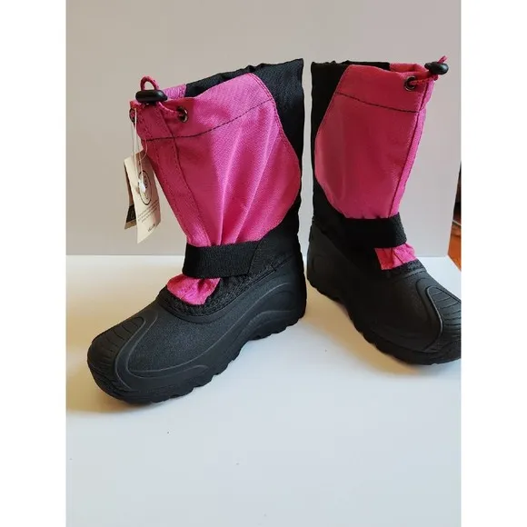 KAMIK Snowfox Snow Boots Kids Youth Girls 2 Pink Black NEW