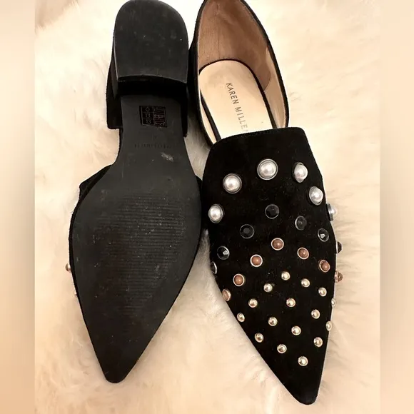Karen Millen Black Studded Flats