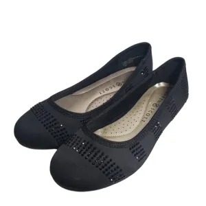 Karen Scott Ralleigh Black Rhinestone Fabric Ballet Flats Sz 6M