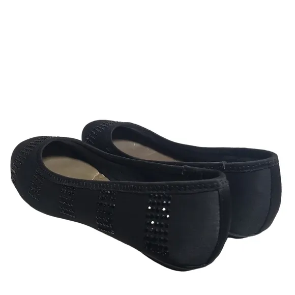 Karen Scott Ralleigh Black Rhinestone Fabric Ballet Flats Sz 6M
