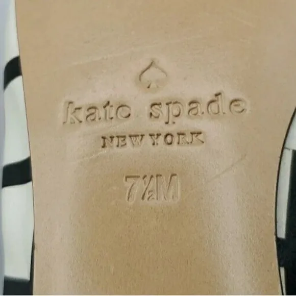 Kate Spade Black &amp; White Suki Bow Pointed Toe Windowpane Plaid Ballet Flats 7.5M