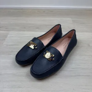 Kate Spade Carmen Leather Loafers Womens 8.5 Navy Blue Pebbled Leather