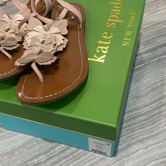 Kate Spade Celo floral butterfly sandal pale pink nappa metallic NIB