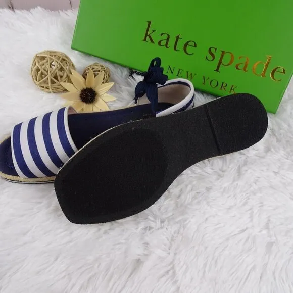 Kate Spade CHANDRA Lace Up Espadrilles Women's Shoes Flats Stripes Summer NIB 7
