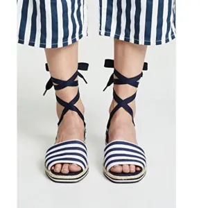 Kate Spade CHANDRA Lace Up Espadrilles Women's Shoes Flats Stripes Summer NIB 7