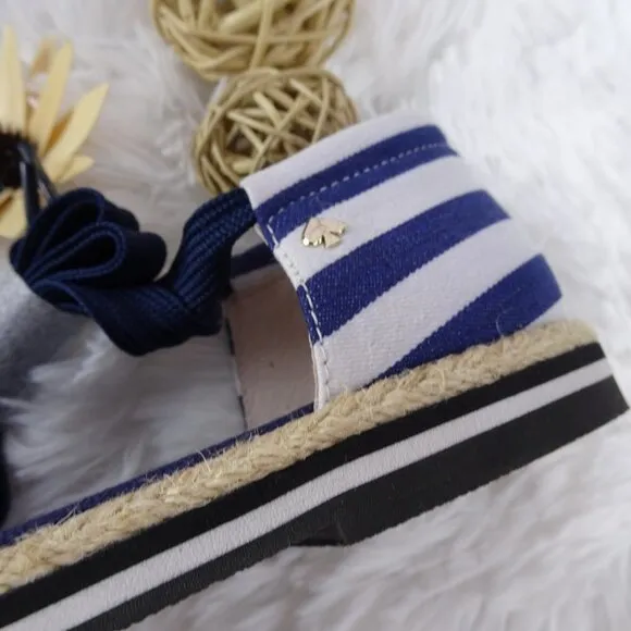 Kate Spade CHANDRA Lace Up Espadrilles Women's Shoes Flats Stripes Summer NIB 7