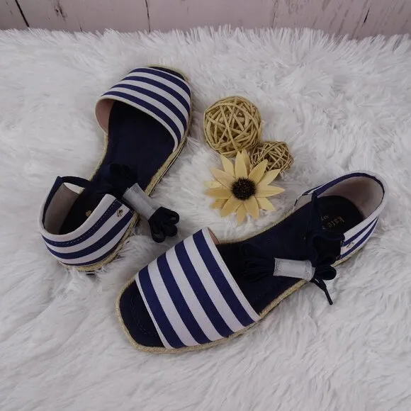 Kate Spade CHANDRA Lace Up Espadrilles Women's Shoes Flats Stripes Summer NIB 7