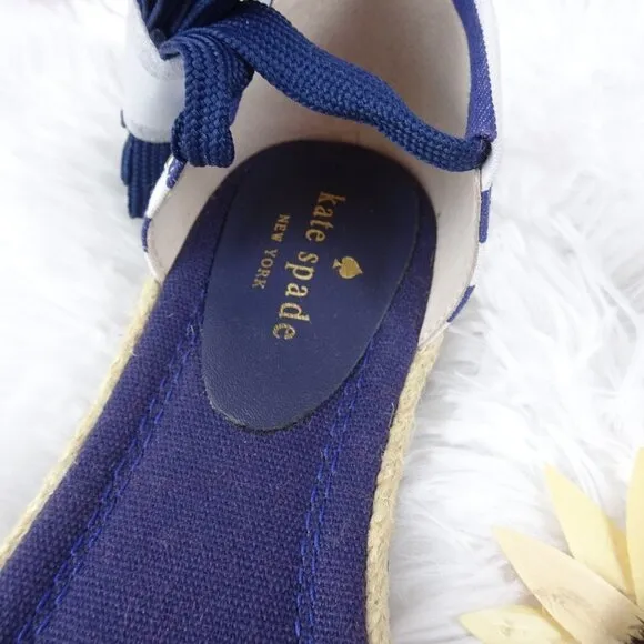 Kate Spade CHANDRA Lace Up Espadrilles Women's Shoes Flats Stripes Summer NIB 7