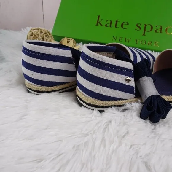 Kate Spade CHANDRA Lace Up Espadrilles Women's Shoes Flats Stripes Summer NIB 7