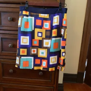Kate Spade Mod Pattern Silk Skirt, Sz 6