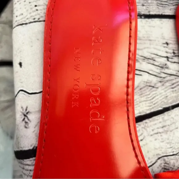 Kate Spade New York Bikini Bow Flat Neoprene Sandals Red Coral Size‎ 8.5 NWOB