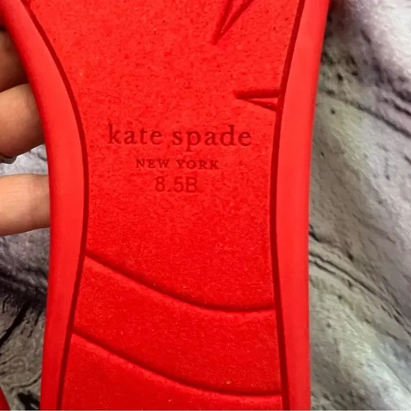 Kate Spade New York Bikini Bow Flat Neoprene Sandals Red Coral Size‎ 8.5 NWOB