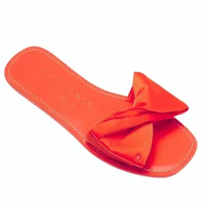 Kate Spade New York Bikini Bow Flat Neoprene Sandals Red Coral Size‎ 8.5 NWOB