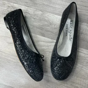 Kate Spade New York Honey Glitter Ballet Flats Black Bow Size 8