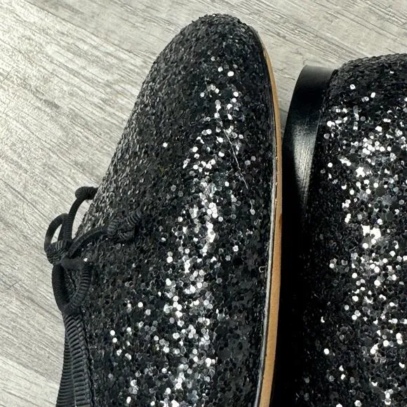 Kate Spade New York Honey Glitter Ballet Flats Black Bow Size 8