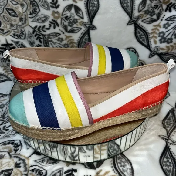 Kate Spade New York ‘Leena’ Rainbow Leather Espadrilles Sz 10.