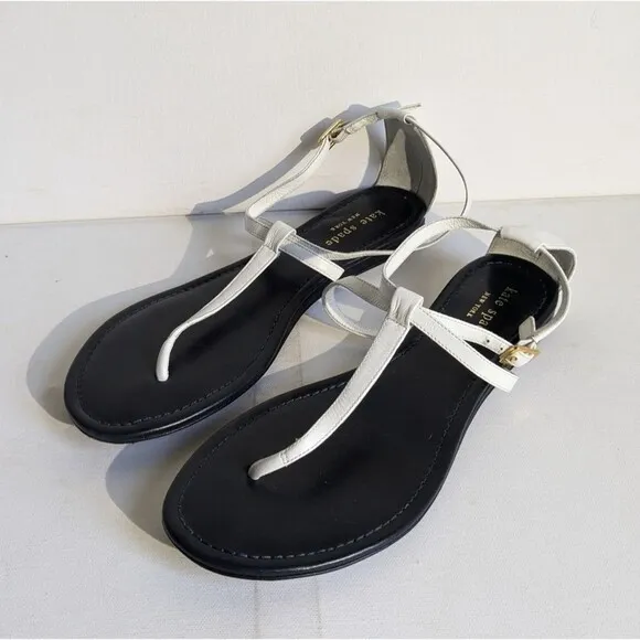 Kate Spade New York White Leather Tstrap Tong Strappy Sandals Women's Size 8