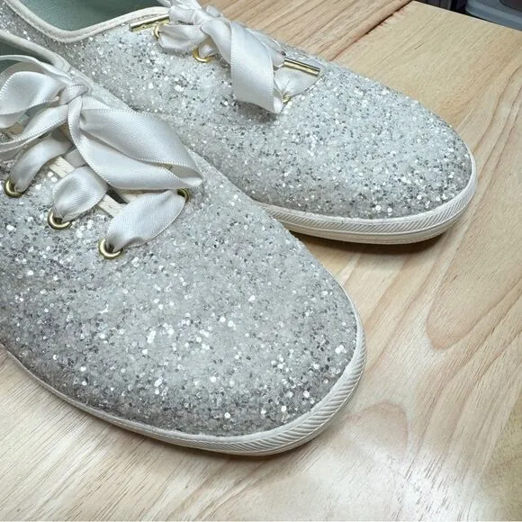 Keds Kate Spade metallic chunky glitter sparkly lace up sneakers size 8.5W