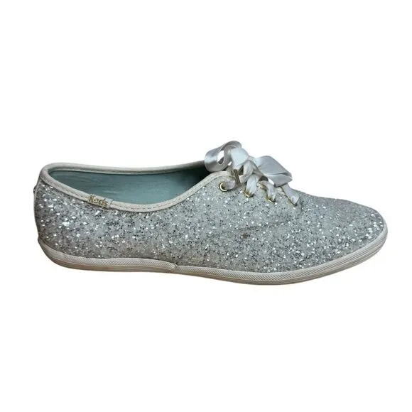 Keds Kate Spade metallic chunky glitter sparkly lace up sneakers size 8.5W