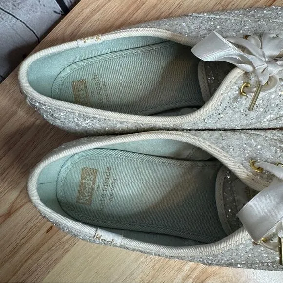 Keds Kate Spade metallic chunky glitter sparkly lace up sneakers size 8.5W