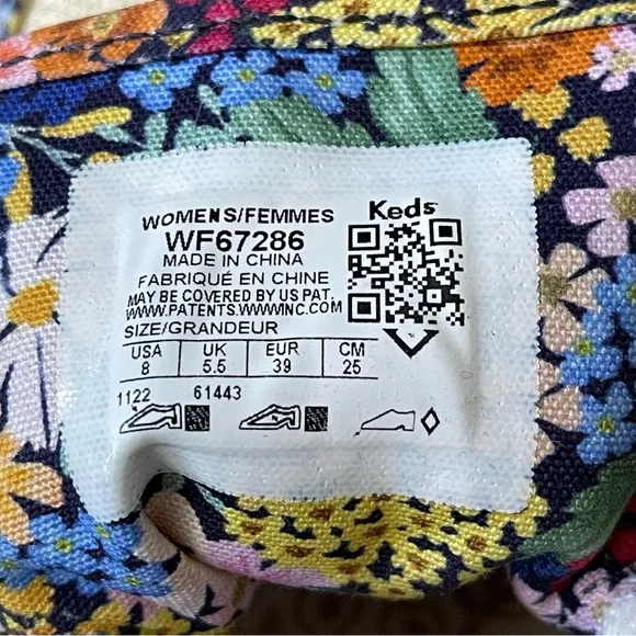 Keds Rifle Paper Co Triple Kick Natural Raffia Floral Flatform Sneaker Mule Sz 8