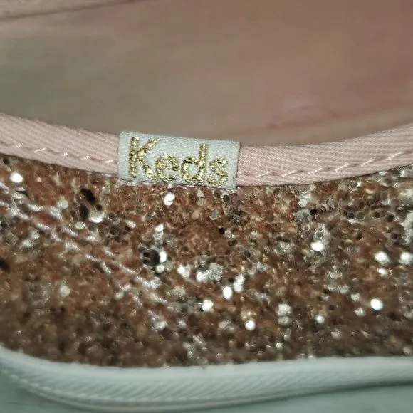 Keds x Kate Spade Rose Gold Pink Glitter Sneakers Super Cute Size‎ 6