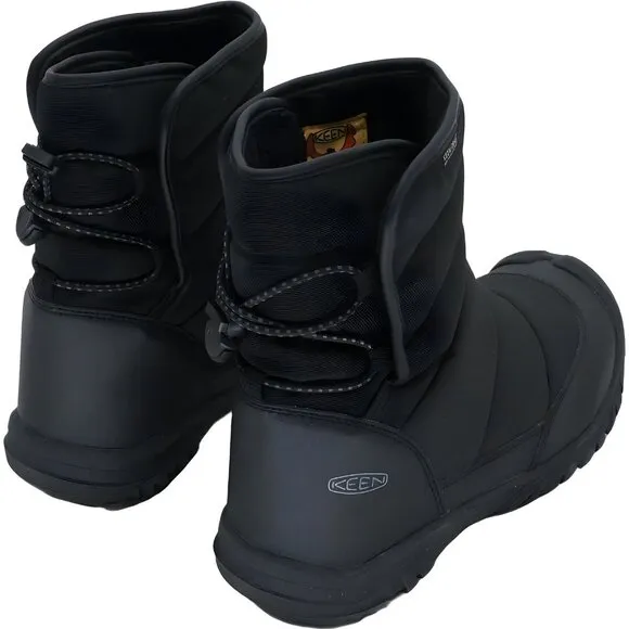KEEN Puffrider Insulated Kids Snow Boots Black/Steel Grey, 4 US Big Kid