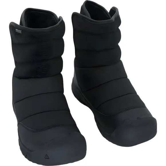 KEEN Puffrider Insulated Kids Snow Boots Black/Steel Grey, 4 US Big Kid