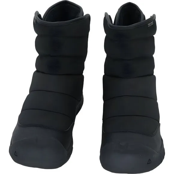 KEEN Puffrider Insulated Kids Snow Boots Black/Steel Grey, 4 US Big Kid
