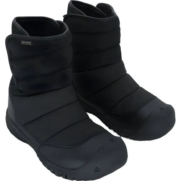 KEEN Puffrider Insulated Kids Snow Boots Black/Steel Grey, 4 US Big Kid