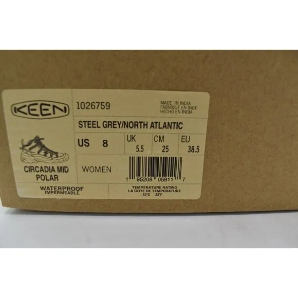 Keen Womens Size 8 Circadia Polar Mid Insulated Waterproof Hiking Boots