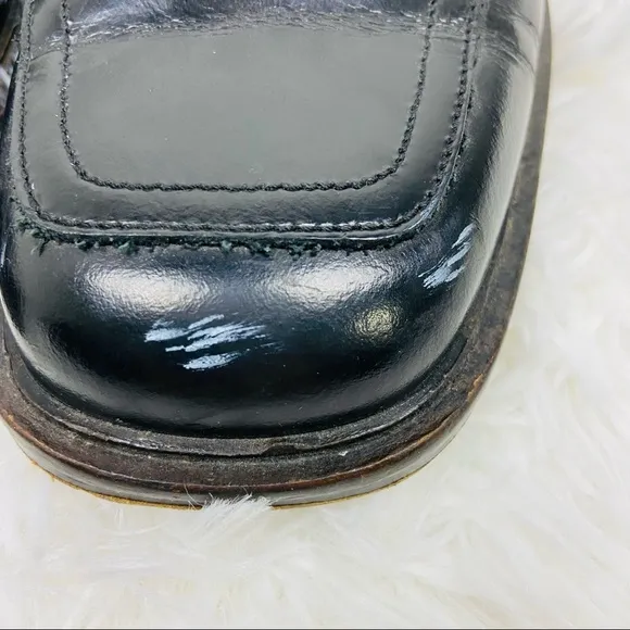 KENNETH COLE made in italy black leather mens flat loafers dress shoes size 9.5