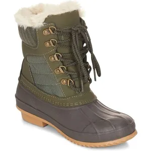 Khombu Faux Fur Duck Boots Booties Kathleen Waterproof Olive Green Sz 11 New