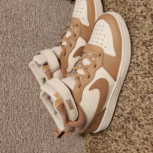 Kids Nike Tan and White High-Top Sneakers