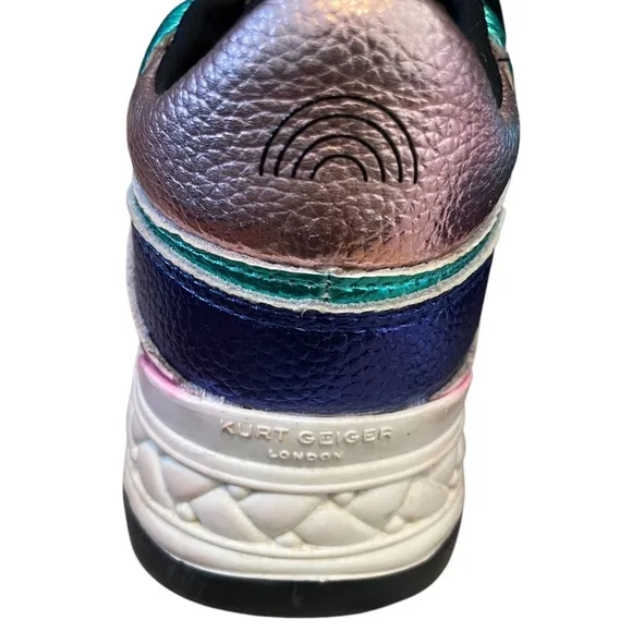 Kurt Geiger Kid's Mini Kensington Sneakers Metallic Rainbow Hues SIZE 32/1M