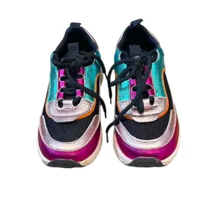 Kurt Geiger Kid's Mini Kensington Sneakers Metallic Rainbow Hues SIZE 32/1M