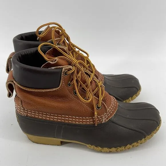 L. L. Bean Bean Boot tumbled leather upper padded collar rain snow duck boots 7