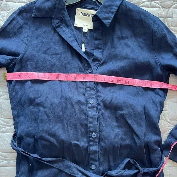L'AGENCE Bella Linen Mini Shirt Dress