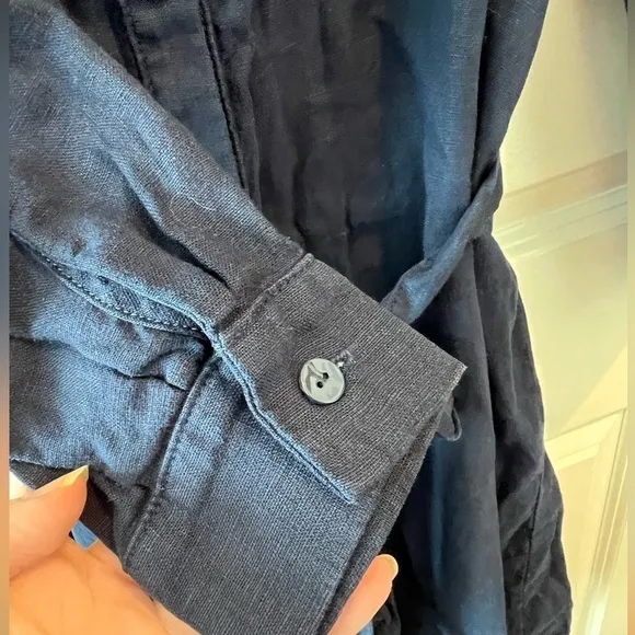 L'AGENCE Bella Linen Mini Shirt Dress