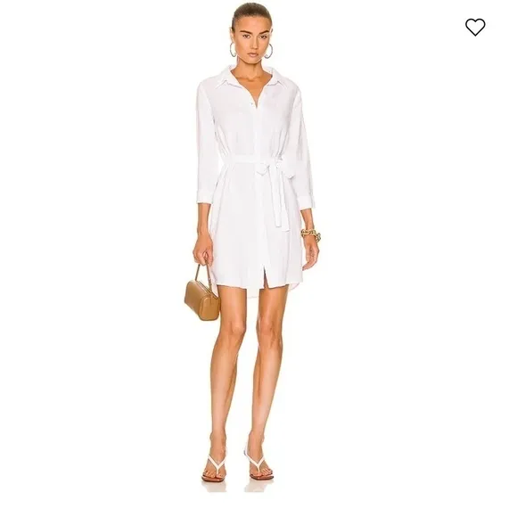 L'AGENCE Bella Linen Mini Shirt Dress