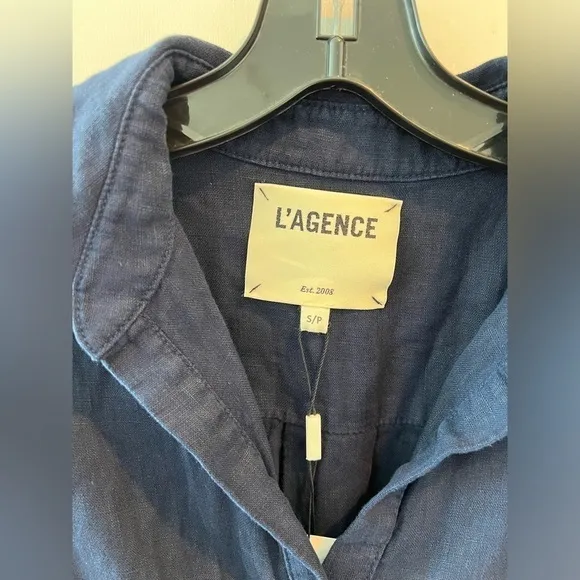 L'AGENCE Bella Linen Mini Shirt Dress