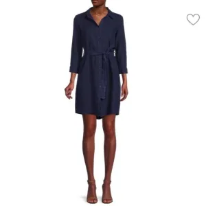 L'AGENCE Bella Linen Mini Shirt Dress